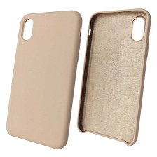 Чехол накладка Silicon Case для APPLE iPhone X, iPhone XS, силикон, бархат, цвет розовый песок.