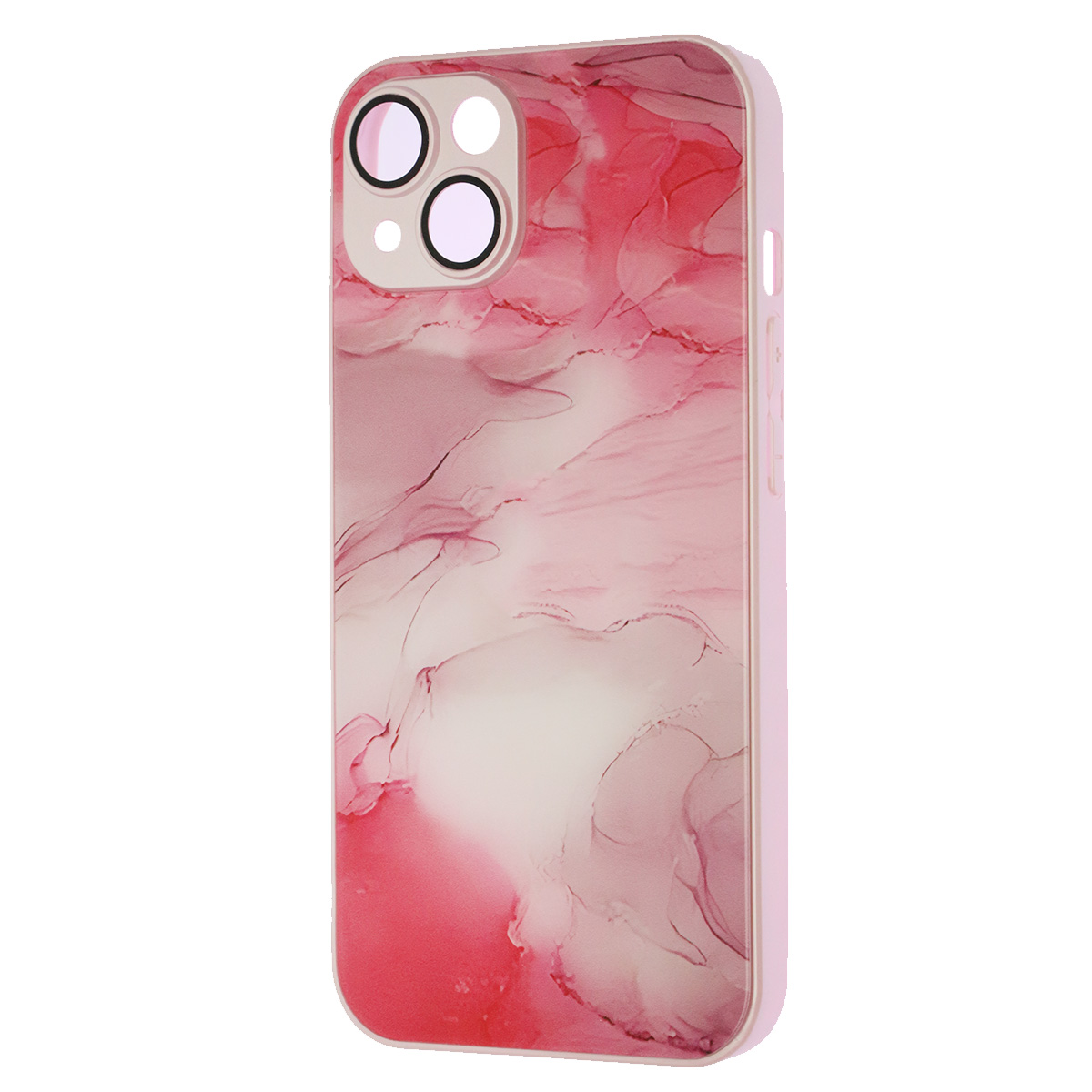 Чехол накладка AG Glass case для APPLE iPhone 14 (6.1"), силикон, стекло, защита камеры, цвет розовый