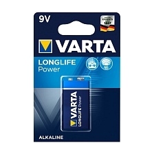 Батарейка VARTA LONGLIFE POWER 9V 6LR61/6LF22 BL-1 (4922) (1/10/50), алкалиновая Батарейка VARTA LONGLIFE POWER 9V 6LR61/6LF22 BL-1 (4922) (1/10/50), алкалиновая