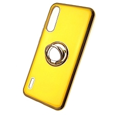 Чехол накладка для XIAOMI MI A3, MI CC9E, силикон, кольцо держатель, цвет желтый.