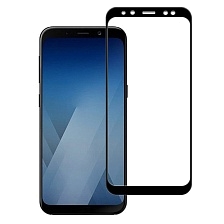 Защитное стекло ГИБКОЕ (Flexible) для Samsung A8 Plus (2018) в упаковке,чёрное.