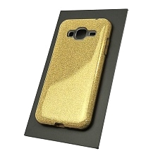 Чехол накладка Shine для SAMSUNG Galaxy J3 2016 (SM-J310), силикон, блестки, цвет золотистый