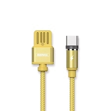 Кабель USB - MicroUSB Remax RC-095m (магнитный, оплетка ткань) Золото.