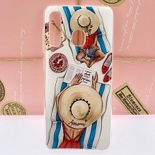 Чехол накладка для SAMSUNG Galaxy A30 (SM-A305), силикон, глянец, рисунок Mom Baby Мама и ребенок на пляже.