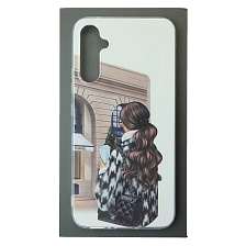 Чехол накладка для SAMSUNG Galaxy A34 5G, силикон, глянцевый, рисунок Девушка с сумкой CHANEL