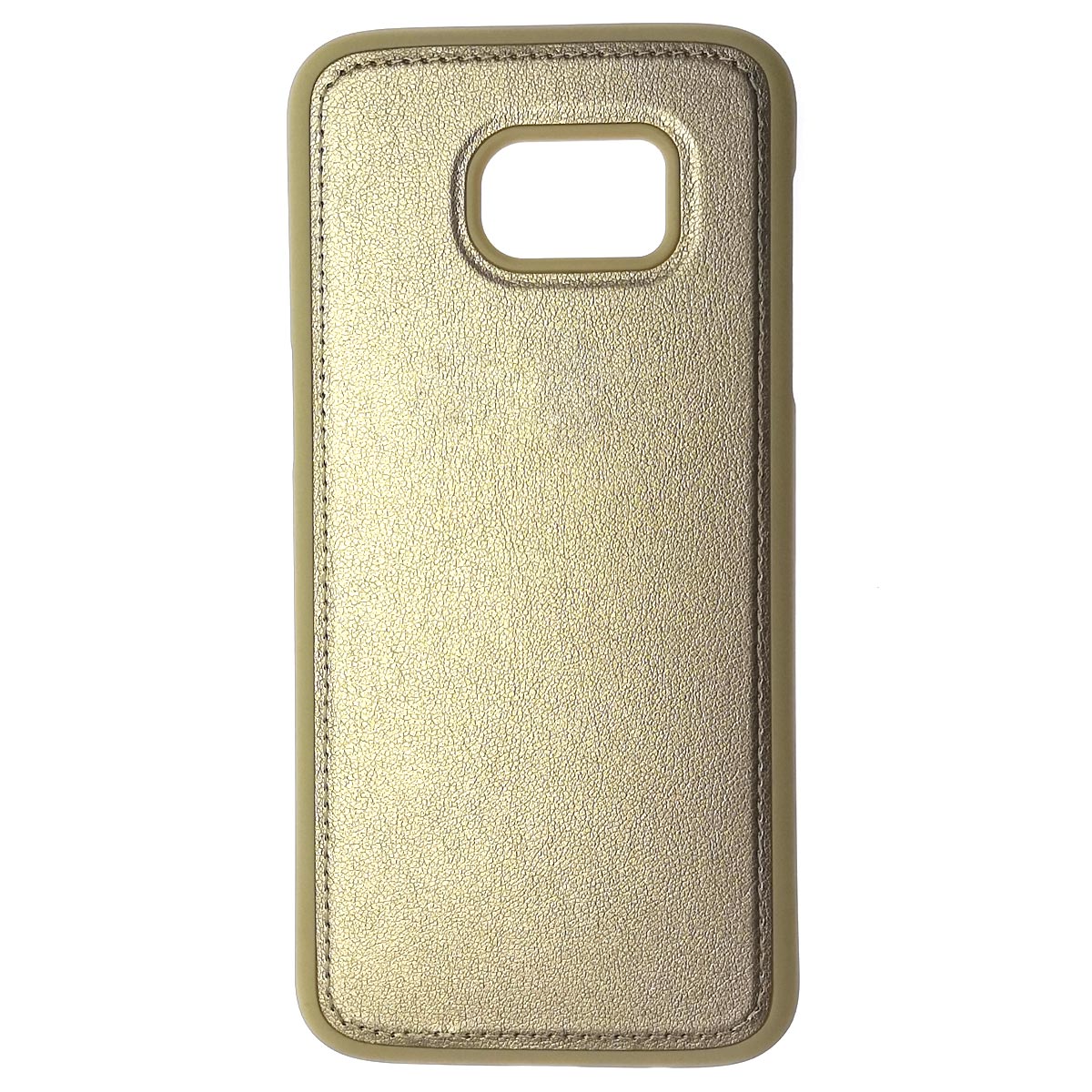 Чехол накладка для SAMSUNG Galaxy S7 Edge (SM-G935), силикон, под кожу, с логотипом, цвет золотистый