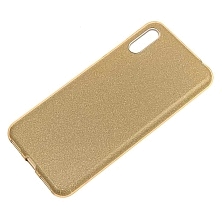 Чехол накладка Shine для HUAWEI Honor Play 8A, силикон, блестки, цвет золотистый.