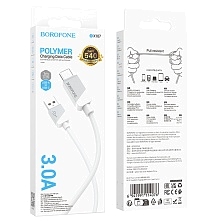 Кабель BOROFONE BX107 Excellent USB Type C, 3A, длина 1 метр, цвет белый