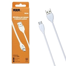 Кабель MRM MR43m Micro USB, 3А, длина 1 метр, силикон, цвет белый