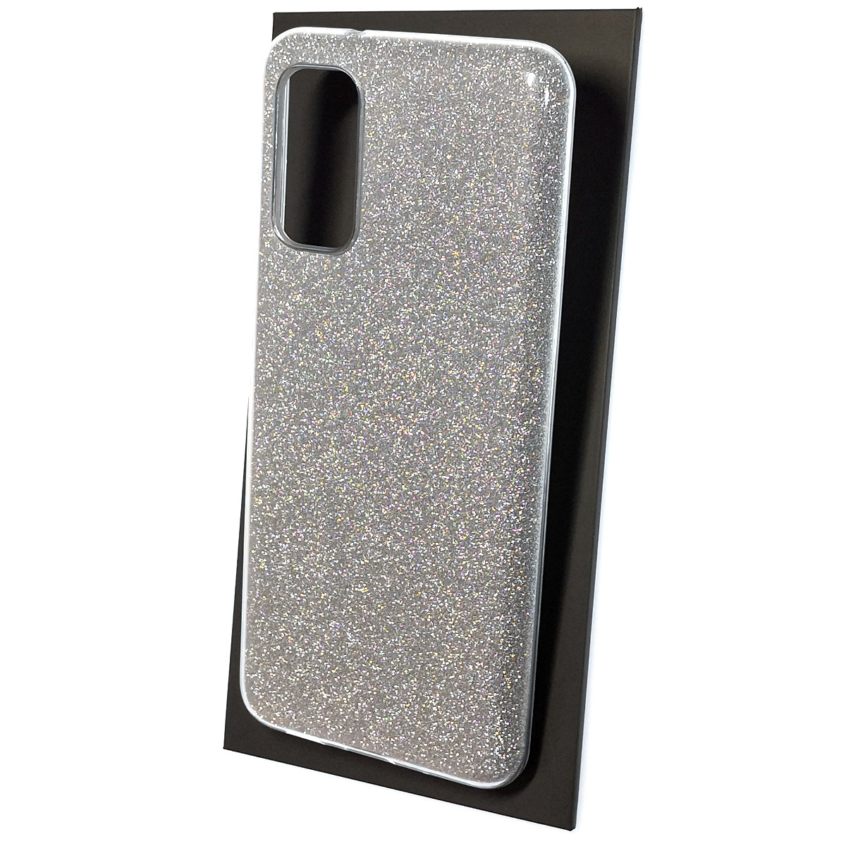 Чехол накладка Shine для SAMSUNG Galaxy S20 (SM-G980), силикон, блестки, цвет серебристый