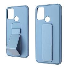 Чехол накладка STAND для HUAWEI Honor 9A (MOA-LX9N), подставка, магнит, экокожа, цвет голубой