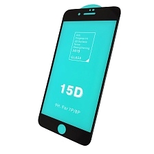 Защитное стекло 15D для APPLE iPhone 7 Plus, iPhone 8 Plus, цвет окантовки черный.