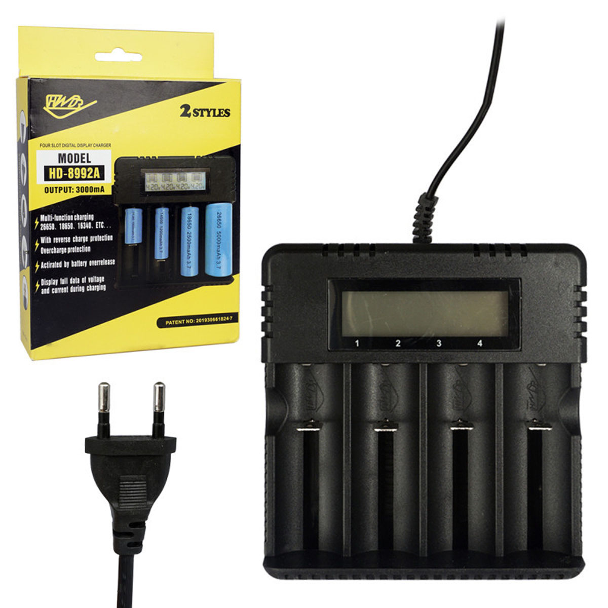 СЗУ (Сетевое зарядное устройство) HD-8992A для аккумуляторов, цвет черный