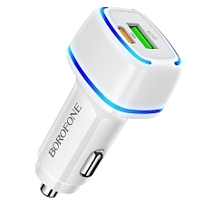 АЗУ (Автомобильное зарядное устройство) BOROFONE BZ14A Mercury, 20W, 1 USB, 1 USB Type C, QC3.0, цвет белый