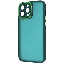 Чехол накладка KING для APPLE iPhone 13 Pro Max (6.7"), силикон, пластик, защита камеры, цвет окантовки темно зеленый