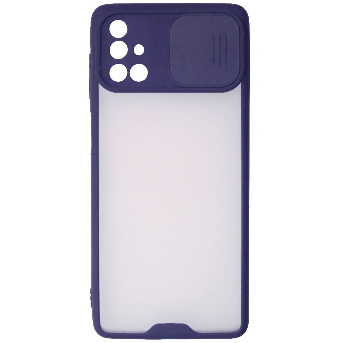 Чехол накладка LIFE TIME для SAMSUNG Galaxy M51 (SM-M515), силикон, пластик, матовый, со шторкой для защиты задней камеры, цвет окантовки темно синий