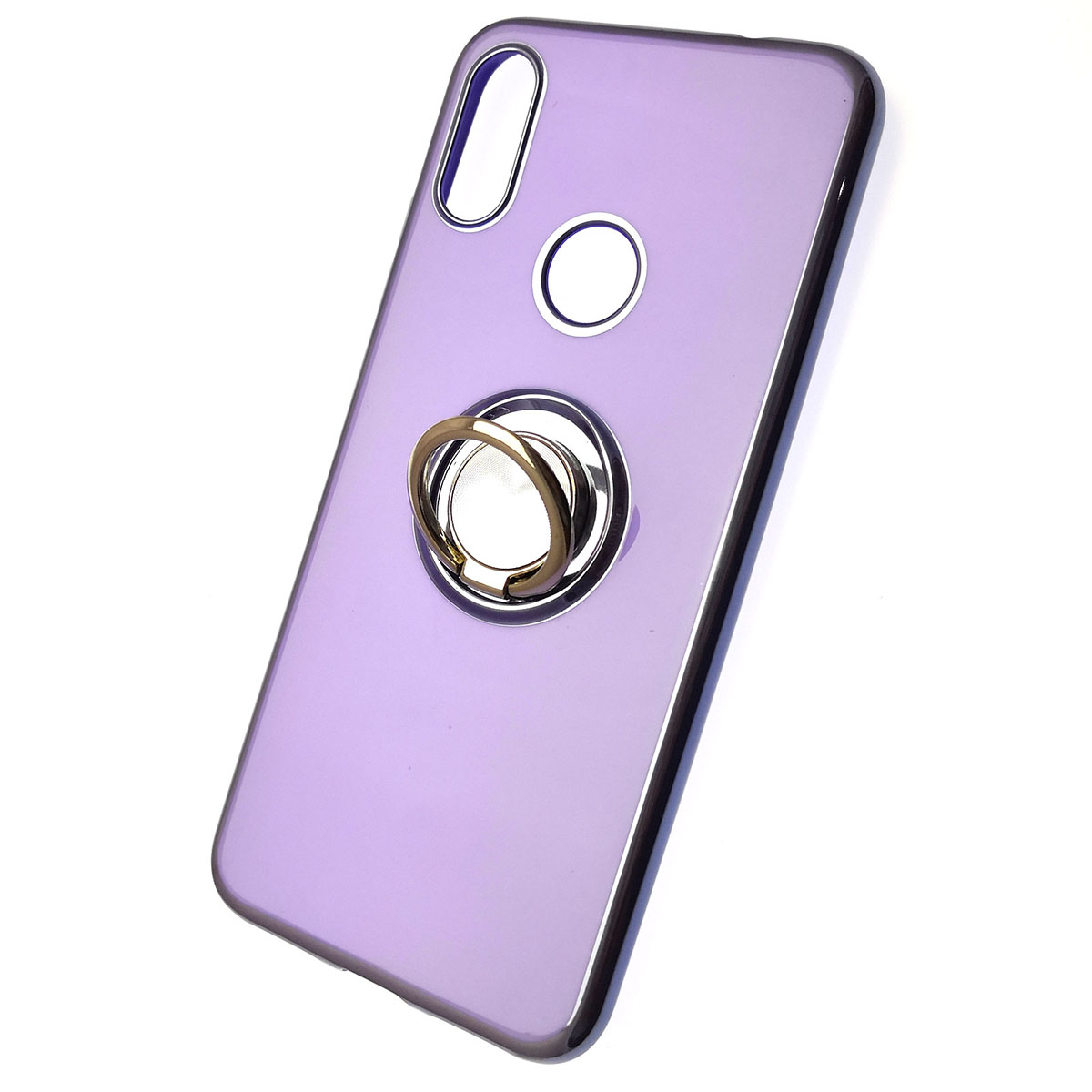 Чехол накладка для XIAOMI Redmi Note 7, Note 7 Pro, силикон, кольцо держатель, цвет фиолетовый.