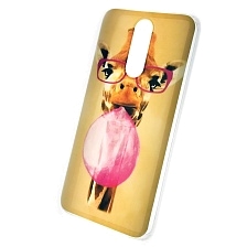 Чехол накладка для XIAOMI Redmi 8, силикон, рисунок жирафа в очках.
