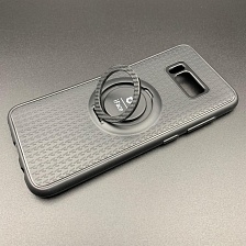 Чехол накладка iFace для SAMSUNG Galaxy S8 Plus (SM-G955), силикон, кольцо держатель, цвет черный.