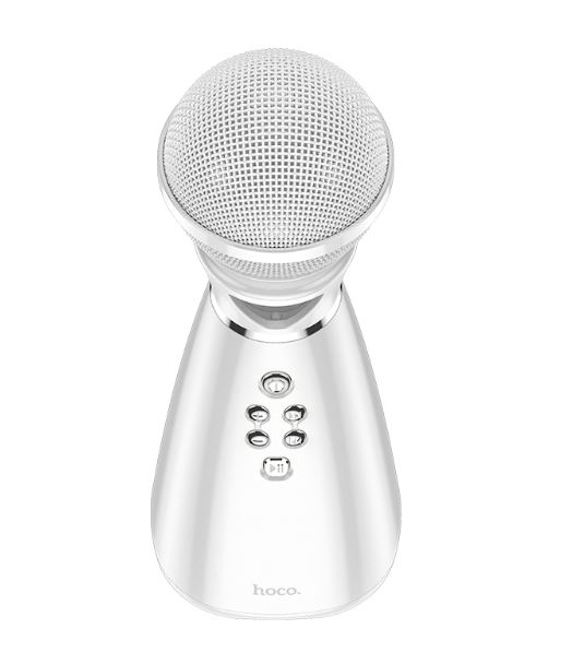 Колонка портативная, караоке-микрофон HOCO BK6, цвет белый