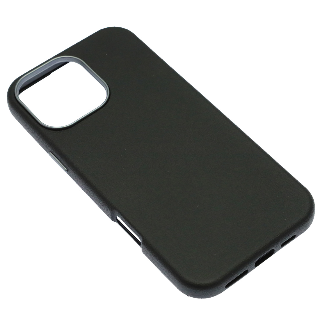 Чехол накладка VICTORIA для APPLE iPhone 16 Pro Max, силикон, пластик, текстура кожи, бархат, цвет черный