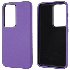 Чехол накладка для SAMSUNG Galaxy S25, силикон, пластик, текстура кожи, цвет фиолетовый