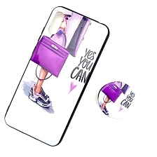 Чехол накладка для HUAWEI Honor 8A, Y6 2019, силикон, попсокет, рисунок Девушка с сумкой.