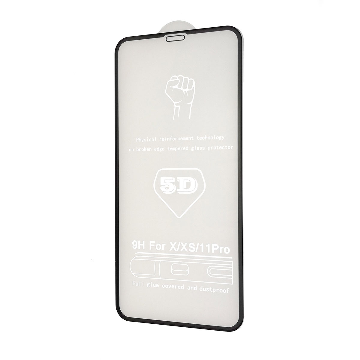 Защитное стекло 5D 9H OK SOLID для APPLE iPhone X, iPhone XS, iPhone 11 Pro, цвет окантовки черный.
