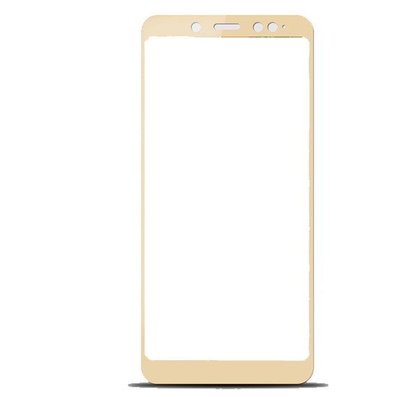 Защитное стекло "5D" Full Glue для XIAOMI Redmi Note 5 Pro, цвет канта золотистый.