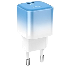 СЗУ (Сетевое зарядное устройство) HOCO C101A, 20W, 1 USB Type C, PD20W, цвет бело синий