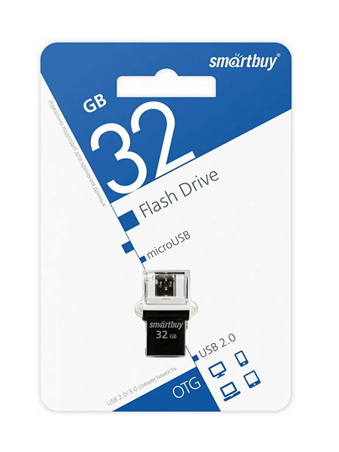 Флеш 32GB SMARTBUY Poko Series SB32GBPO-K, USB 2.0, OTG microUSB, цвет черный