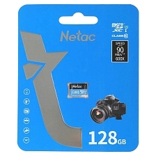Карта памяти MicroSDXC 128GB NETAC P500 Standard (NT02P500STN-128G-S), Class 10, UHS-I, 90 Mb/s, без адаптера