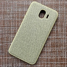 Чехол-накладка Original /силикон.джинс,иск.кожа/ для SAMSUNG Galaxy J4 2018 золото.