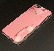 Чехол накладка для APPLE iPhone 6, 6S, силикон, рисунок Розовый классический телефон.
