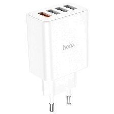 СЗУ (Сетевое зарядное устройство) HOCO C102A Fuerza, 28.5W, 4 USB, QC3.0, цвет белый