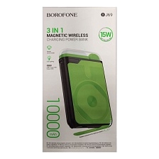 Внешний портативный аккумулятор, BOROFONE BJ69 Skillful, 10000 mAh, PD3.0, QC3.0, беспроводная зарядка, цвет черно зеленый (для чехла Magsafe)