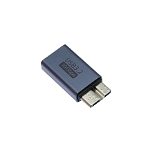Адаптер, переходник USB (мама) на microUSB B (папа), подходит для внешних жестких дисков Seagate, WD West number, Toshiba, Newman, Lenovo, Samsung, Sony, цвет темно серый