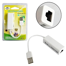 Адаптер, переходник H62 USB 2.0 AM на Ethernet LAN RJ-45, скорость до 100 Мбит/с, цвет белый