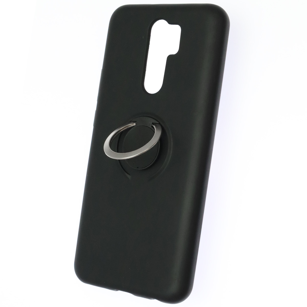 Чехол накладка RING для XIAOMI Redmi 9, силикон, кольцо держатель, цвет черный