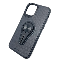 Чехол накладка для APPLE iPhone 11 Pro, металлическое кольцо, цвет черный.