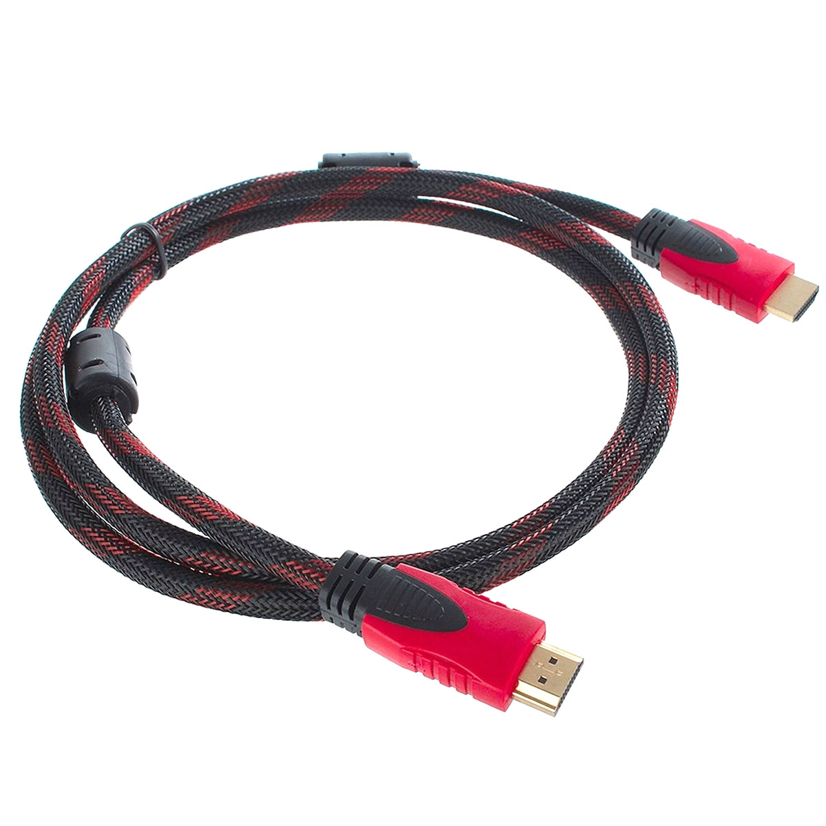 Кабель HDMI - HDMI, длина 1.5 метра, в нейлоновой армированной оплетке, цвет черно красный