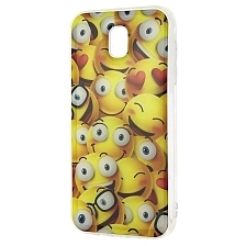 Чехол накладка для SAMSUNG Galaxy J5 2017 (SM-J530), силикон, рисунок Смайлики.