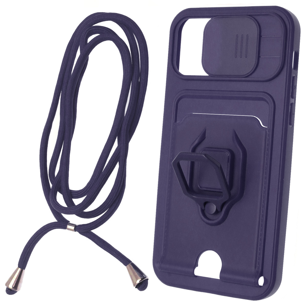 Чехол накладка MULTI FUNCTION 4 в 1 для APPLE iPhone 12, iPhone 12 Pro (6.1), цвет темно синий