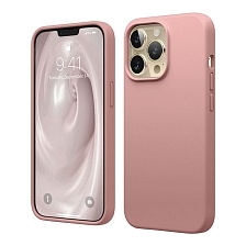 Чехол накладка Silicone Case для APPLE iPhone 15 Pro, L-ogo, бархатная подложка, цвет песочно-розовый