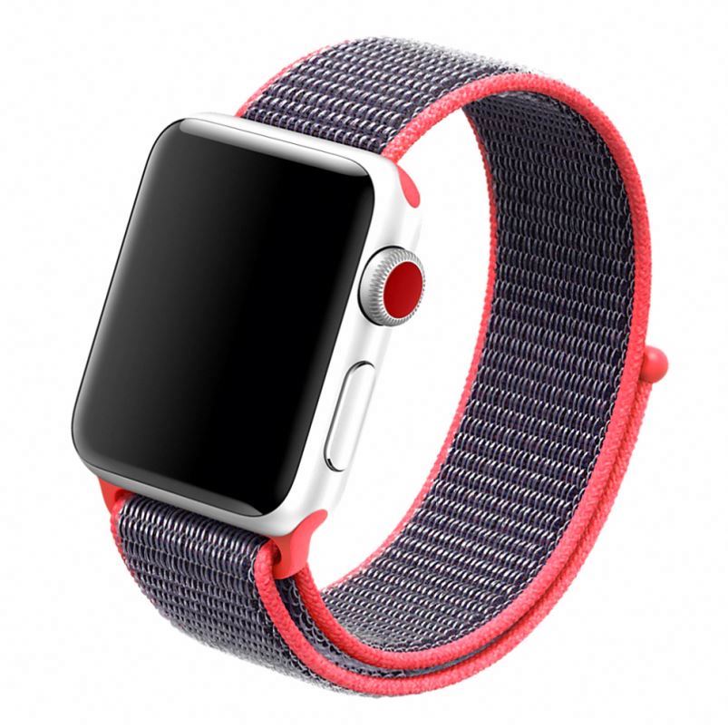 Ремешок для часов Apple Watch (42-44 мм), нейлон, цвет Red Black (10).