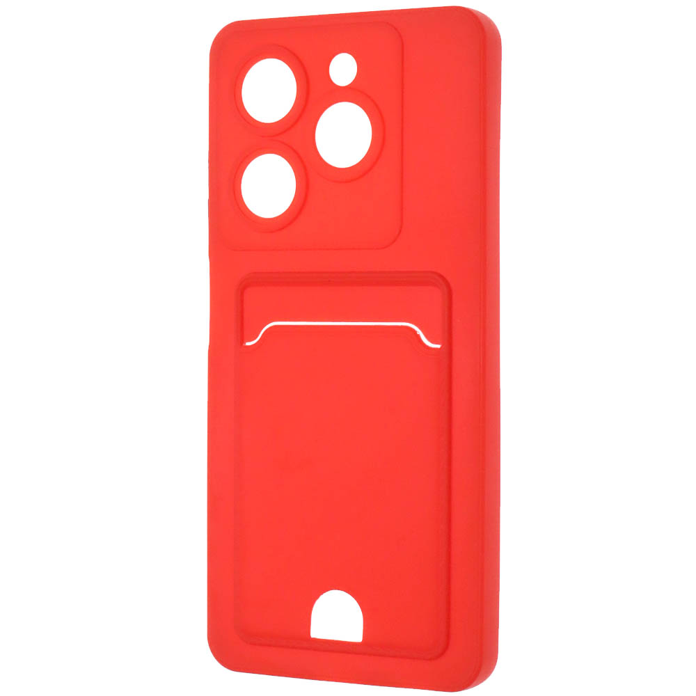 Чехол накладка BUTTON для TECNO Spark 20, TECNO Spark 20C, защита камеры, силикон, отдел для карт, цвет красный