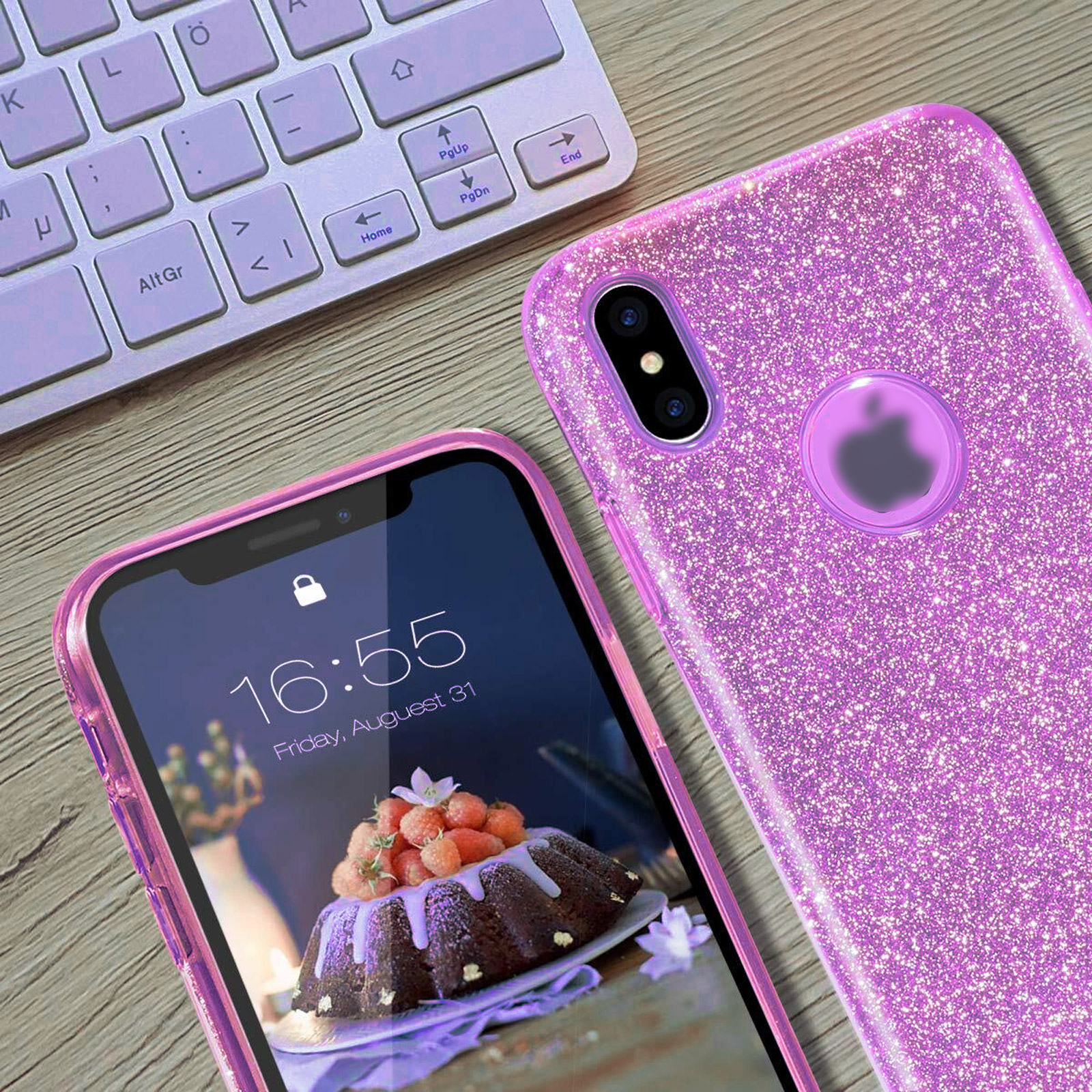 Чехол накладка Shine для APPLE iPhone XR, силикон, блестки, цвет пурпурный