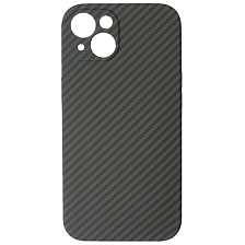 Чехол накладка KING для APPLE iPhone 13 (6.1"), силикон, бархат, карбон, цвет темно синий