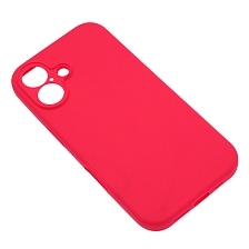 Чехол накладка Silicone Case для APPLE iPhone 16, L-ogo, защита камеры, силикон, бархат, цвет фуксия