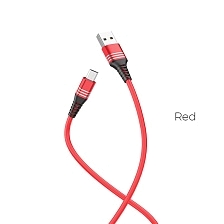 HOCO U46 Tricyclic кабель для зарядки и передачи данных USB для Micro USB, длина 1 метр, ток до 2А, оплетка TPE, цвет красный.